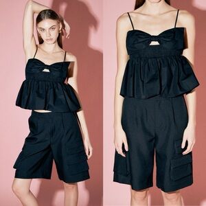 English Factory BOW PEPLUM TOP